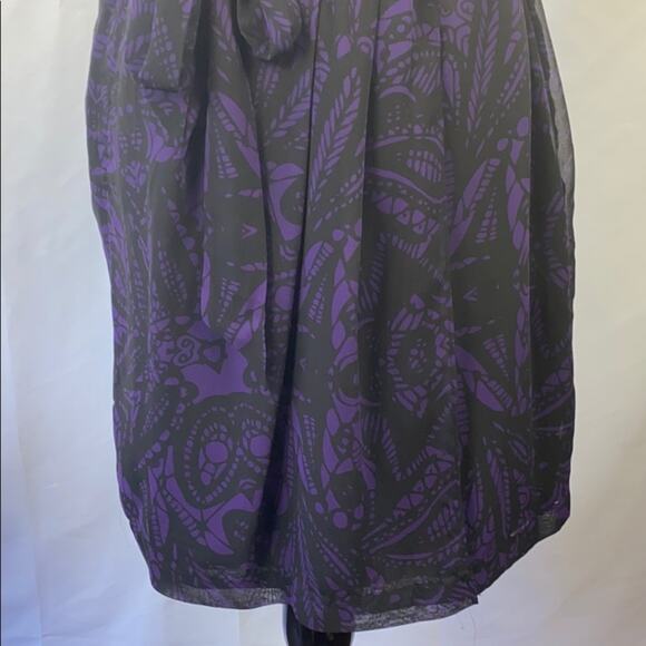 Express Women's Black & Purple Off Shoulder Knee Length Date Night Dress Small - Picture 4 of 9